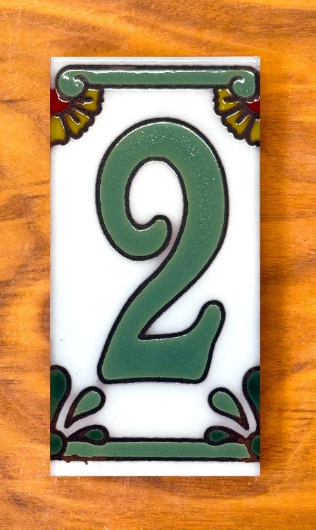 Dragonfly Green on White 3x6 Address Number Tiles