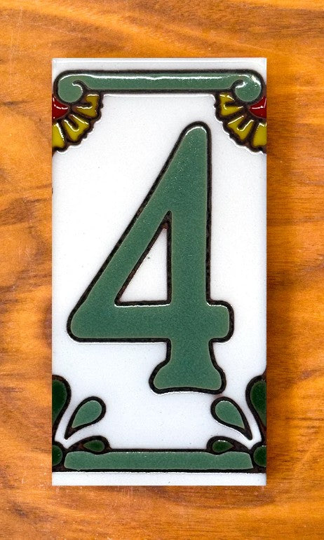 Dragonfly Green on White 3x6 Address Number Tiles