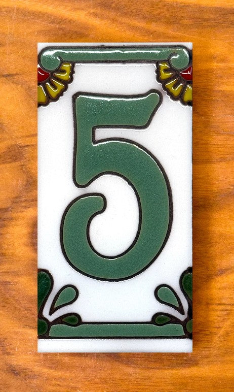 Dragonfly Green on White 3x6 Address Number Tiles
