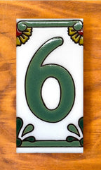 Dragonfly Green on White 3x6 Address Number Tiles
