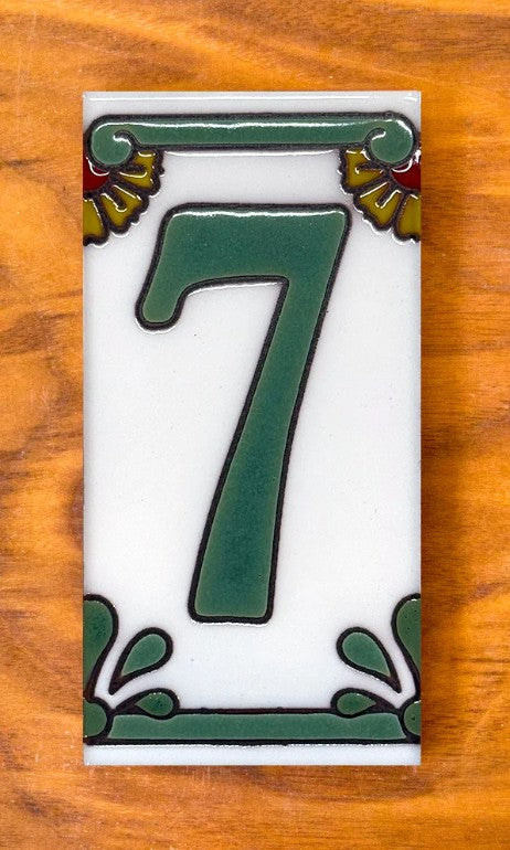 Dragonfly Green on White 3x6 Address Number Tiles