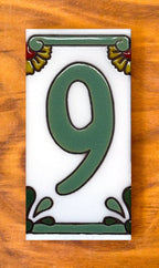 Dragonfly Green on White 3x6 Address Number Tiles