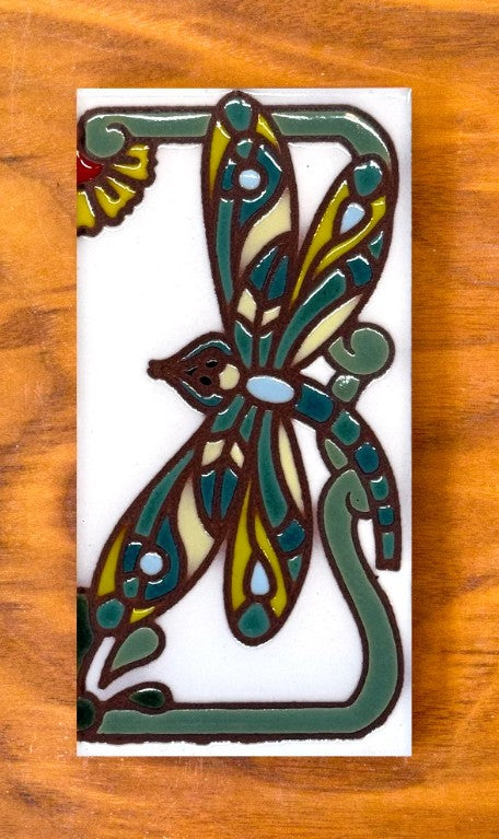 Dragonfly Green on White 3x6 Address Number Tiles
