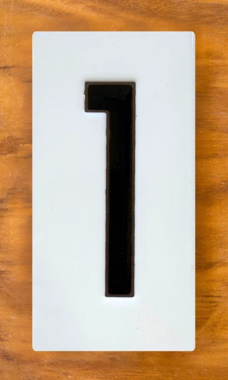Frank Lloyd Wright Black on White 3x6 Address Number Tiles