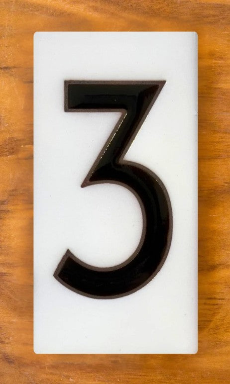 Frank Lloyd Wright Black on White 3x6 Address Number Tiles