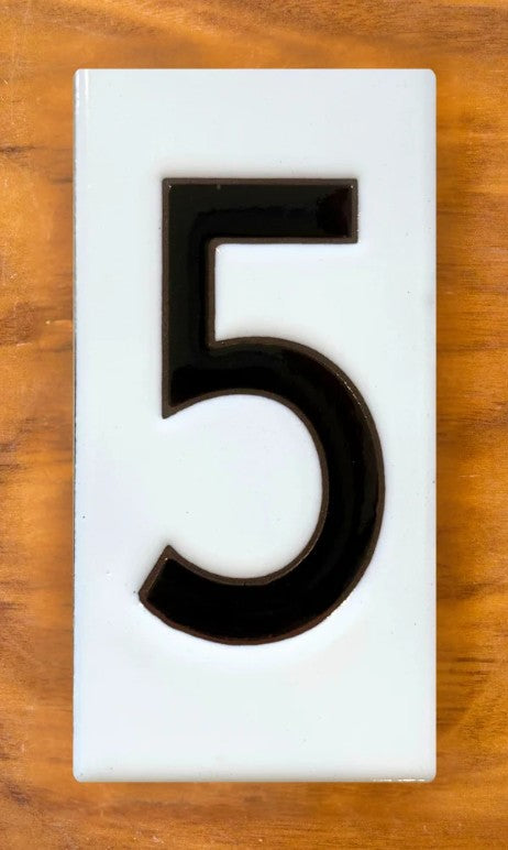 Frank Lloyd Wright Black on White 3x6 Address Number Tiles
