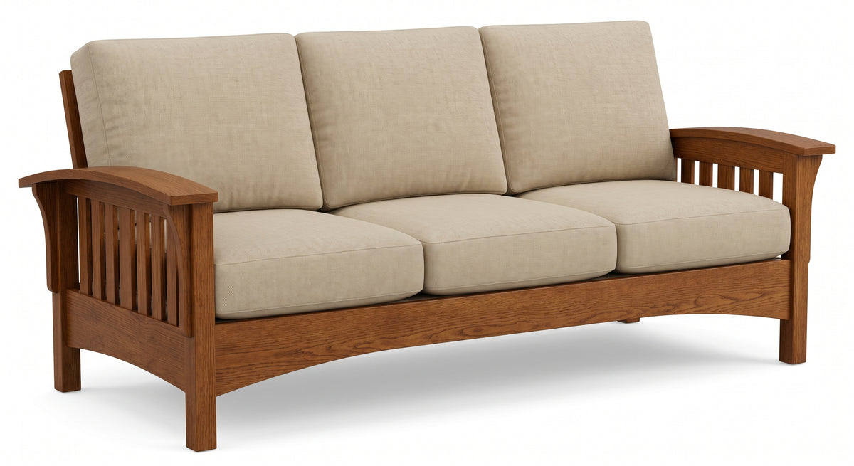 Bent Arm Wood Sofa
