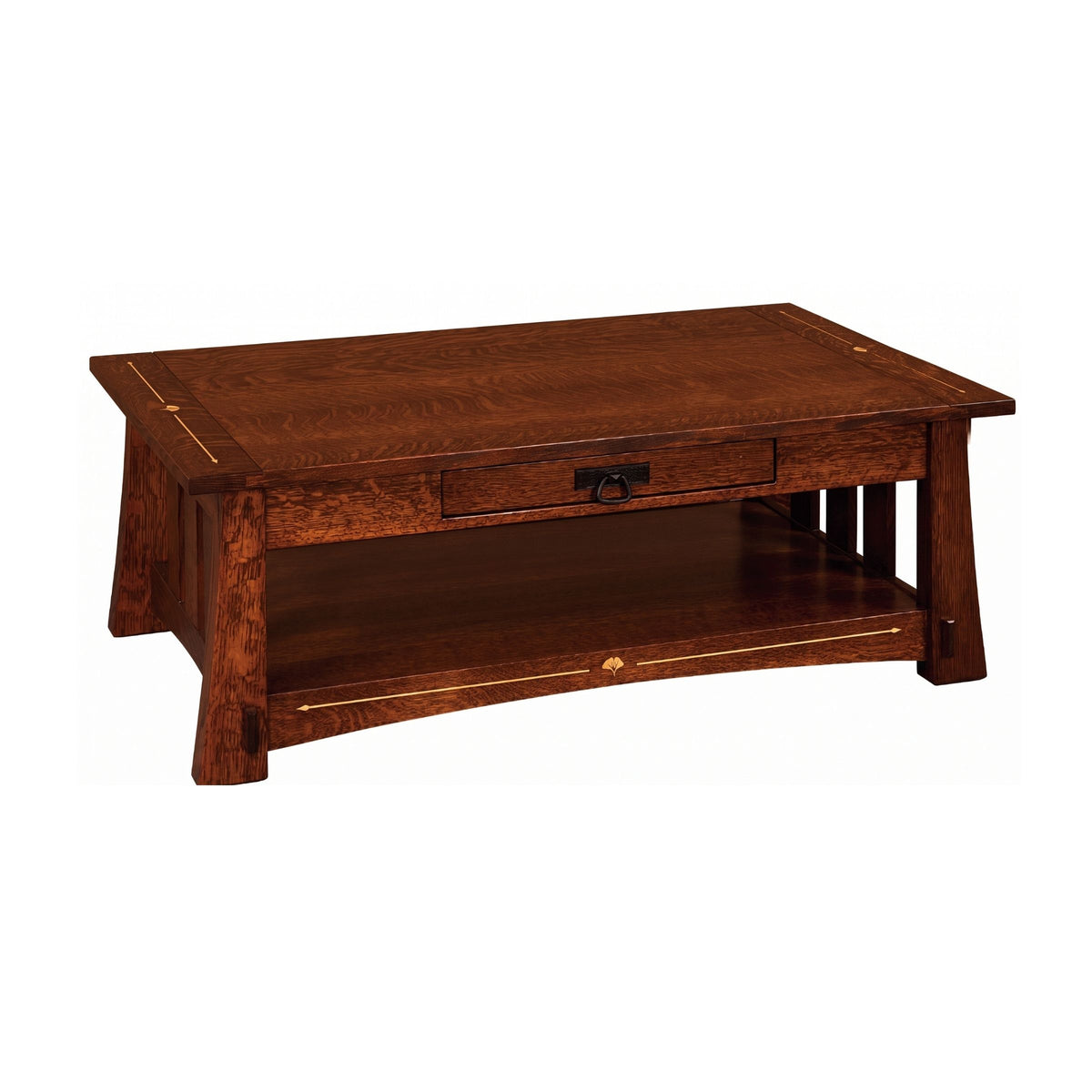 Ginkgo Inlay Coffee Table with Drawer