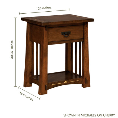 Ginkgo Inlay Nightstand with Opening