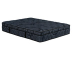 Opulence 13-inch Eurotop mattress in dark blue textured fabric with black piping.