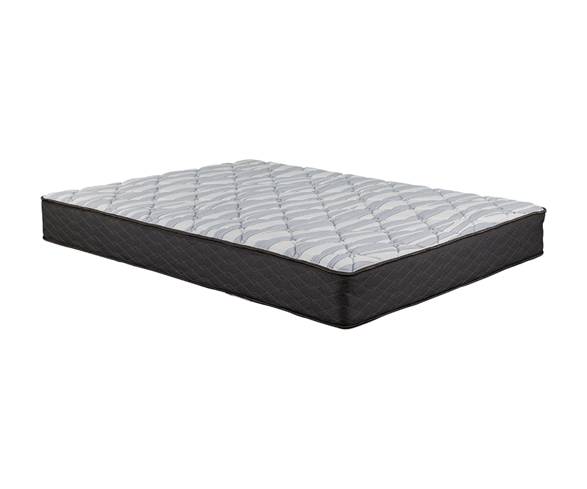 Sapphire mattress with a quilted blue and white top and dark grey sides