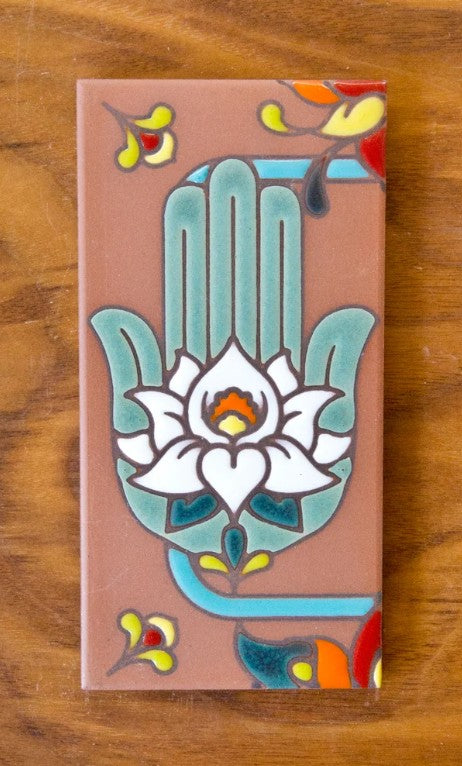 Talavera Turquoise on Terracotta 3x6 Address Number Tiles