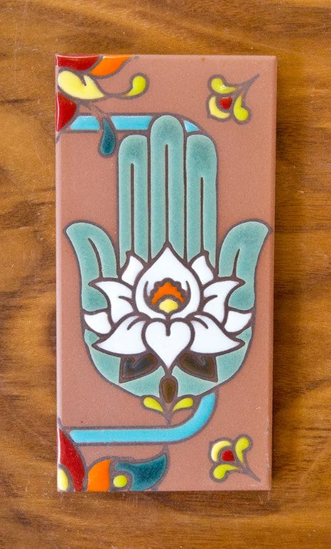 Talavera Turquoise on Terracotta 3x6 Address Number Tiles