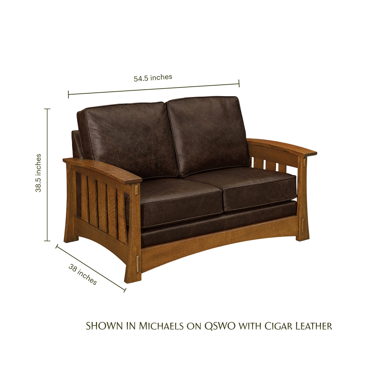 Highland Wood Arm Loveseat