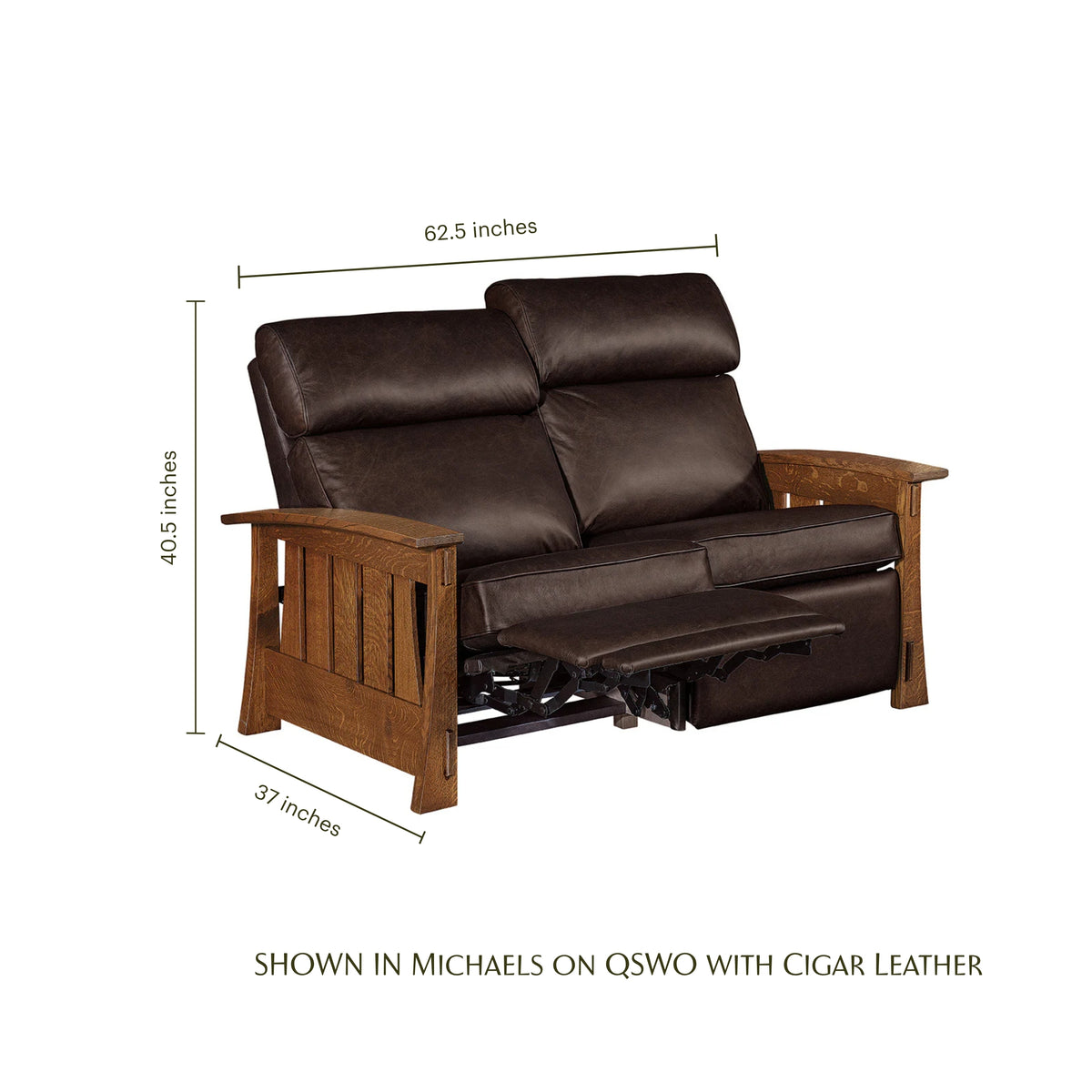 Highland Wood Arm Loveseat Recliner