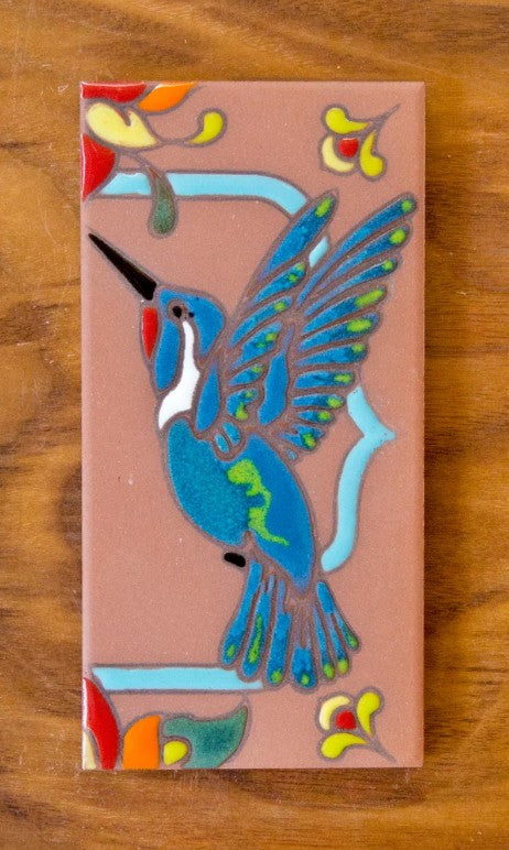 Talavera Turquoise on Terracotta 3x6 Address Number Tiles