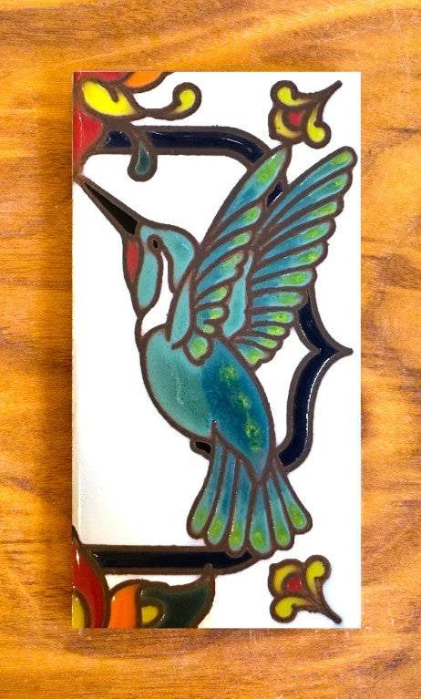 Talavera Blue on White 3x6 Address Number Tiles