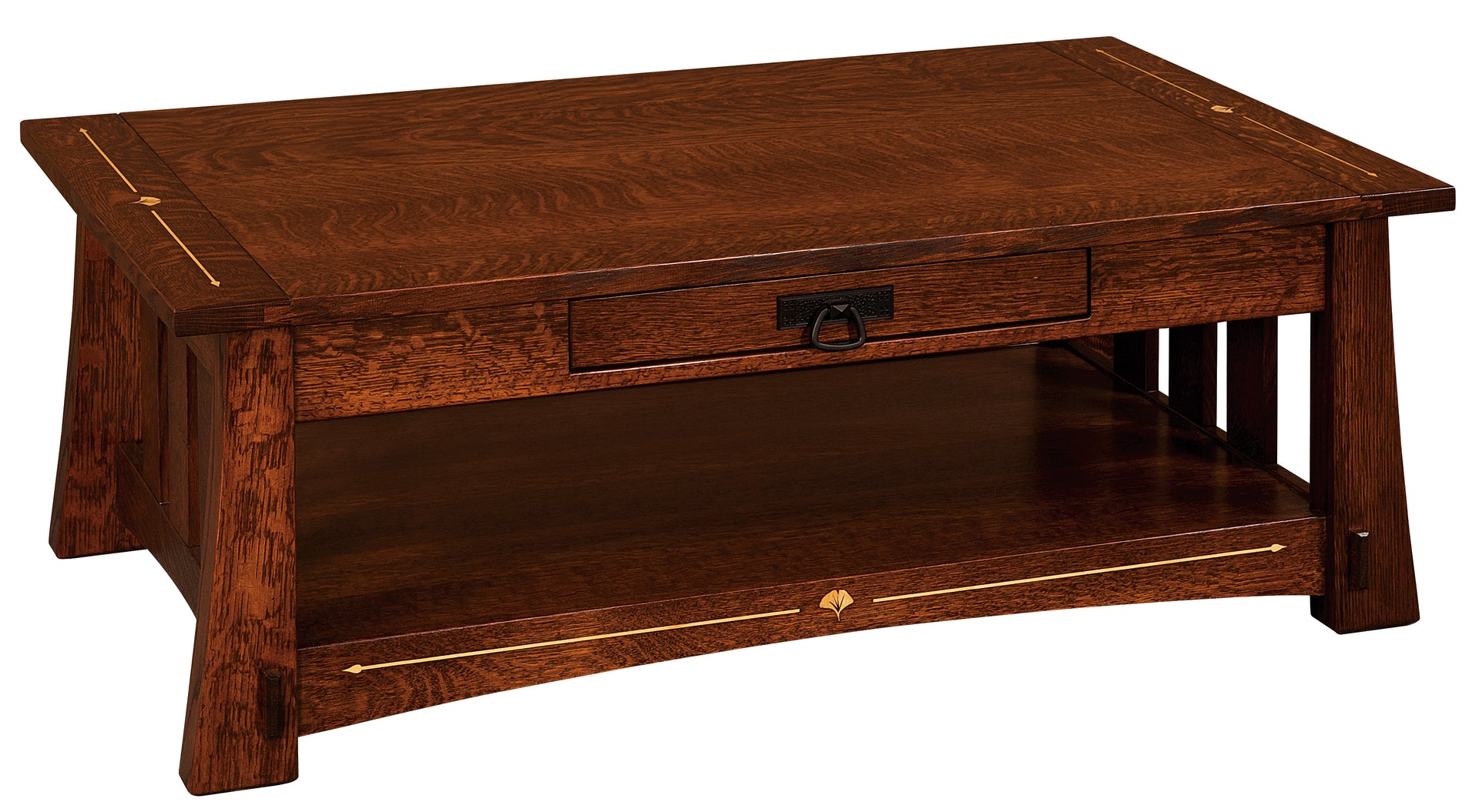 Ginkgo Inlay Coffee Table with Drawer