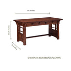 MaKayla solid wood craftsman writing desk in bourbon finish with dimensions