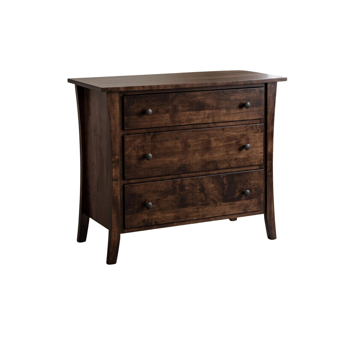 Manhattan 3-drawer dark wood changer dresser with round knobs