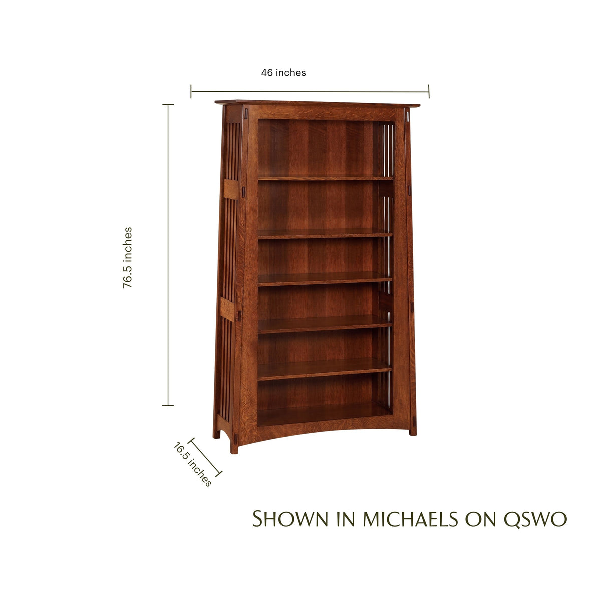 McCoy Open Craftsman Bookcase in Michaels on QSWO with dimensions 46x76.5x16.5 inches