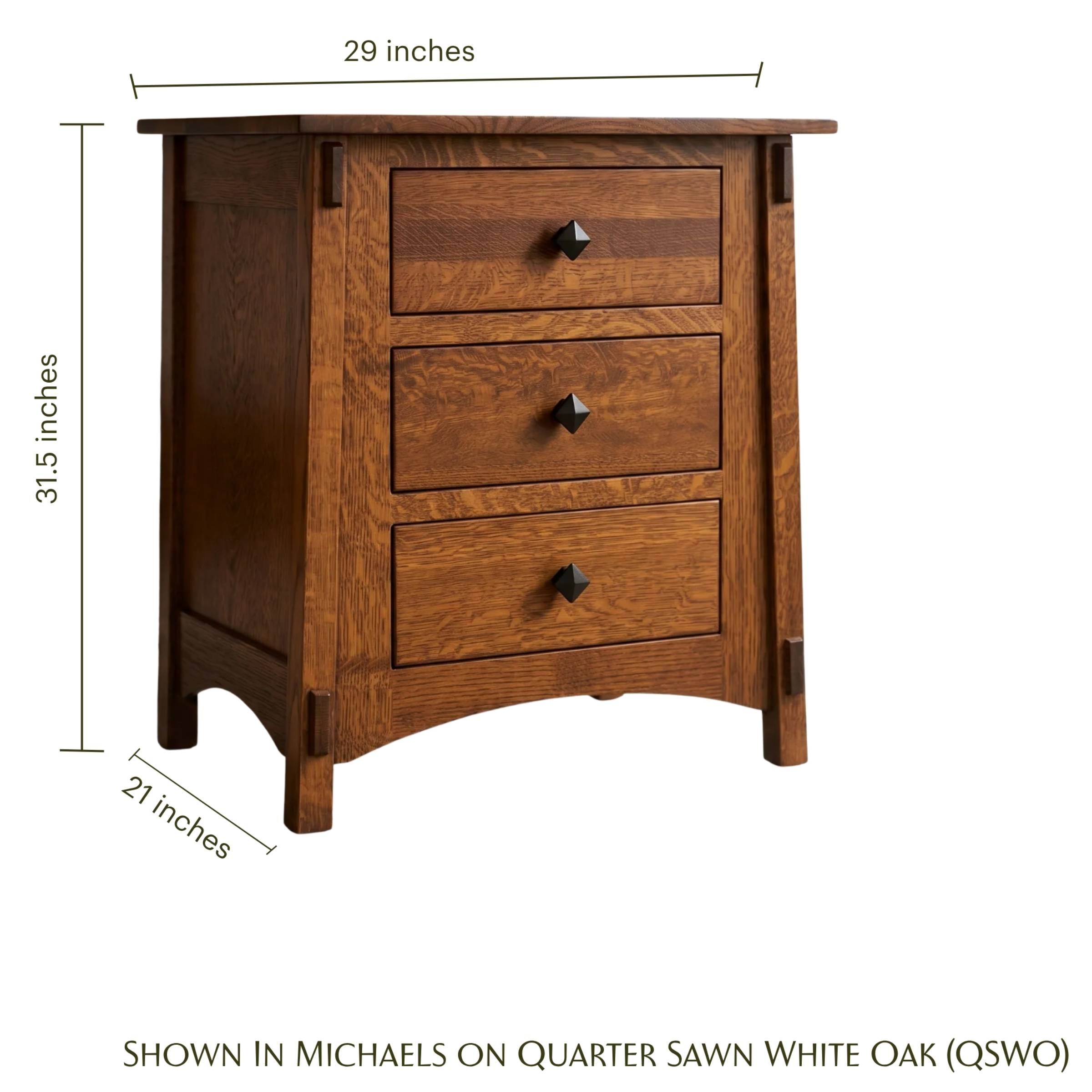 McCoy 3 Drawer Nightstand, Extra Wide