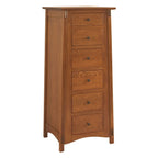 McCoy solid wood lingerie chest with six drawers in a warm brown finish.