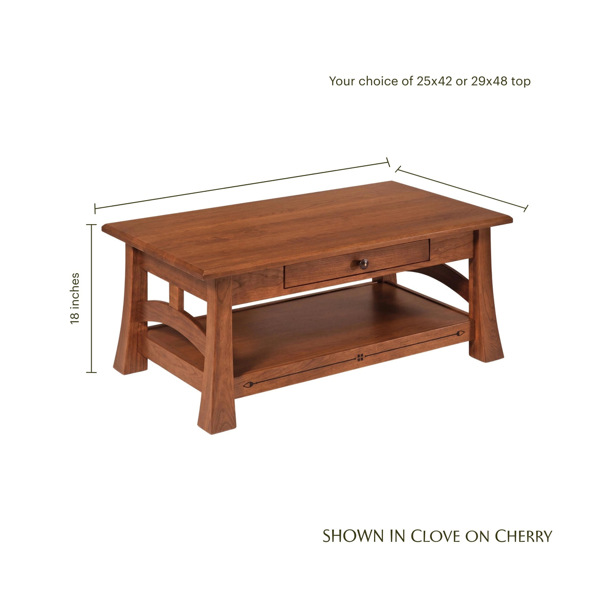 Mission Inlay Coffee Table with Drawer