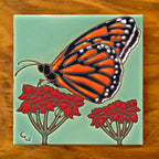 Monarch with Milkweed Art Tile Trivet-6x6