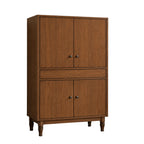 Oakland Wine Bar in a rich brown wood finish with four cabinet doors and turned legs.