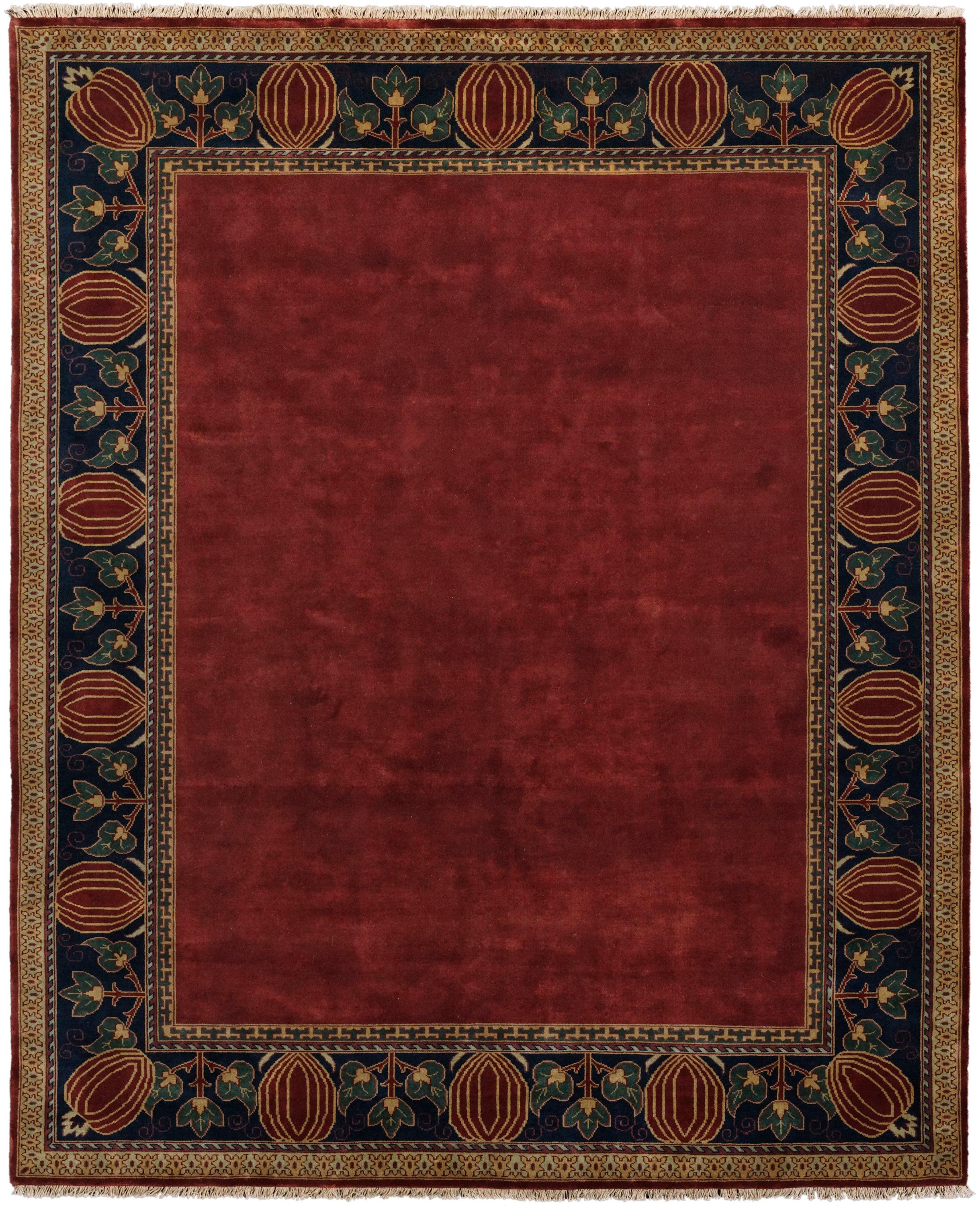 Oak Park Brick Border Hand Knotted Rug