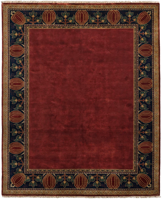 Oak Park Brick Border Hand Knotted Rug