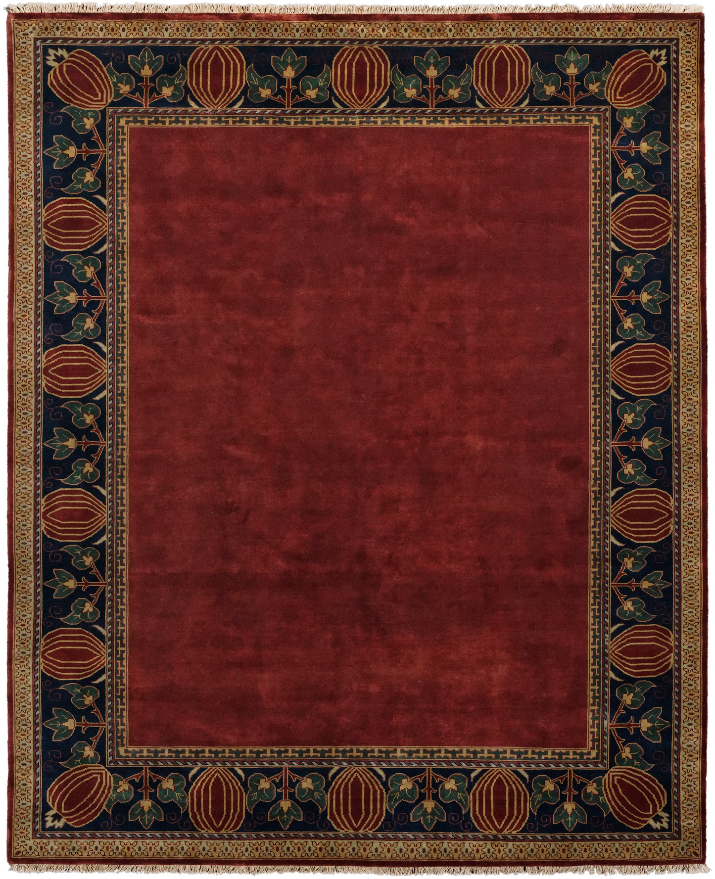 Oak Park Brick Border Hand Knotted Rug