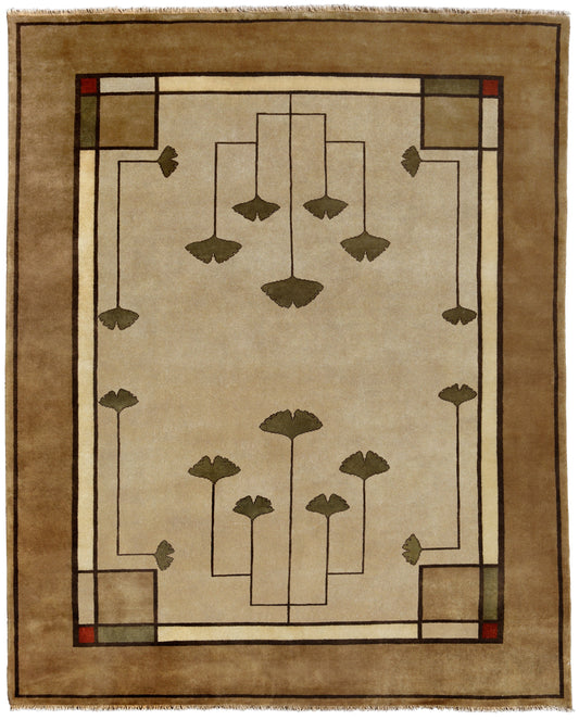 Ginkgo Beige Hand Knotted Wool Rug