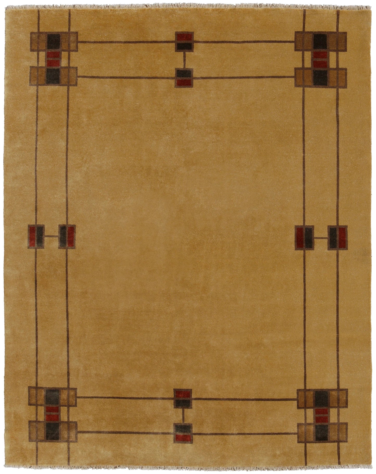 Prairie Border Hand Knotted Wool Rug
