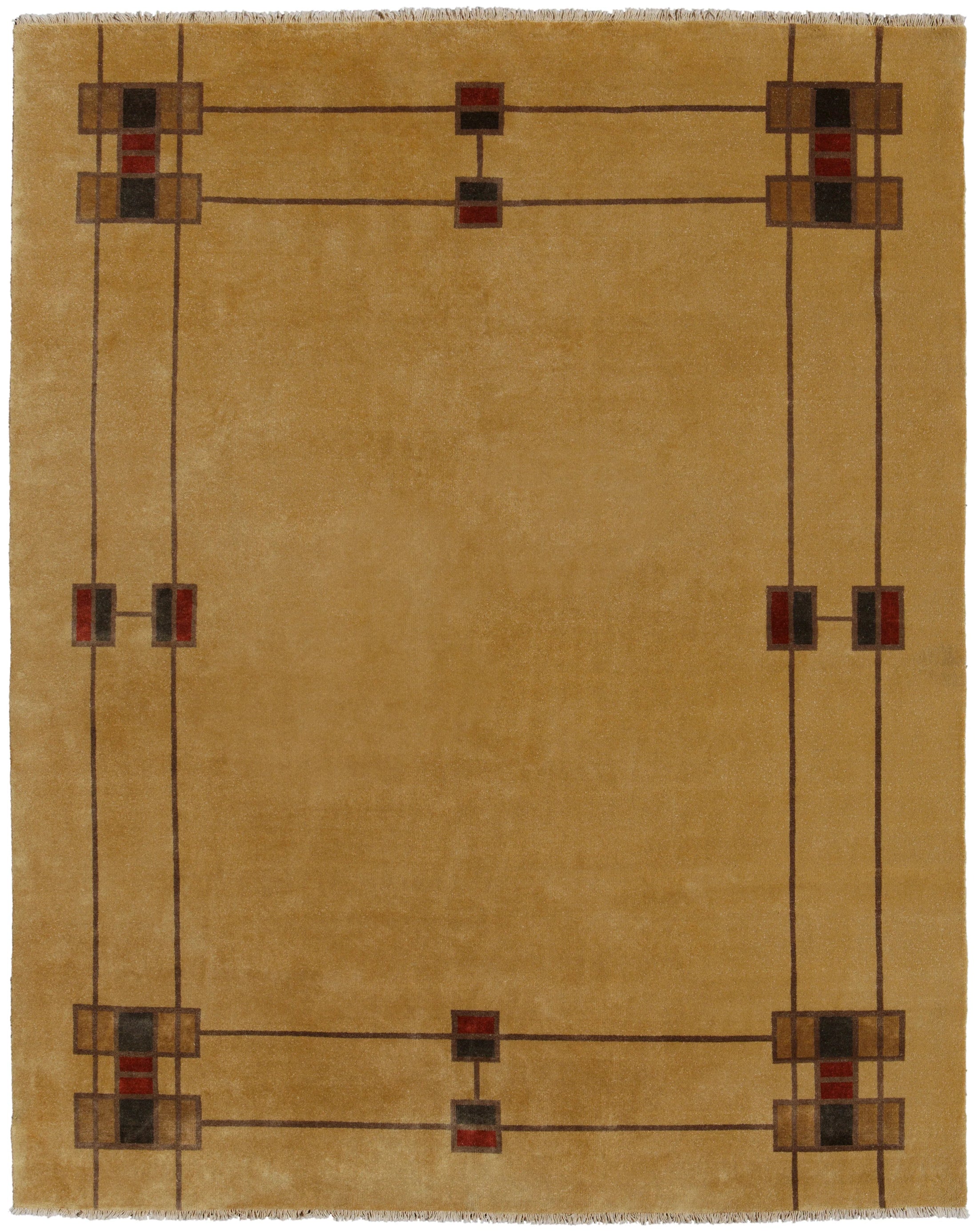 Prairie Border Hand Knotted Wool Rug