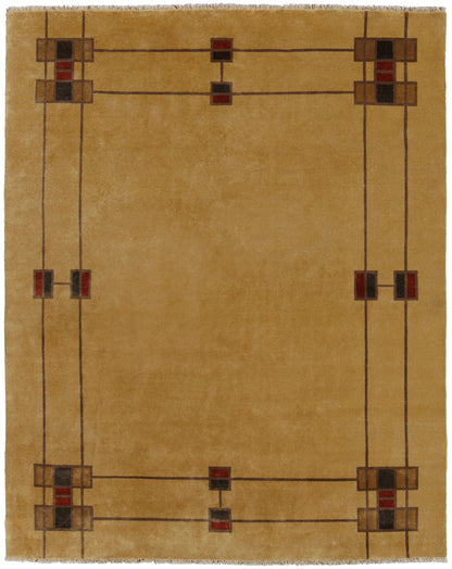 Prairie Border Hand Knotted Wool Rug