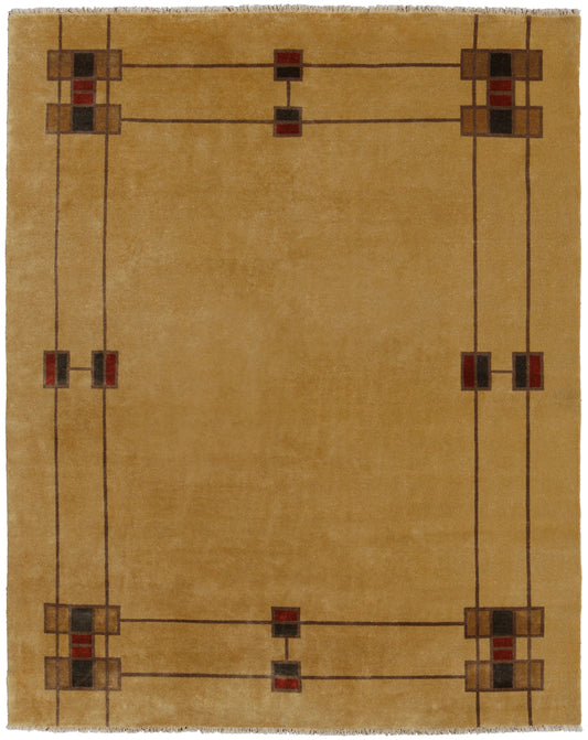 Prairie Border Hand Knotted Wool Rug