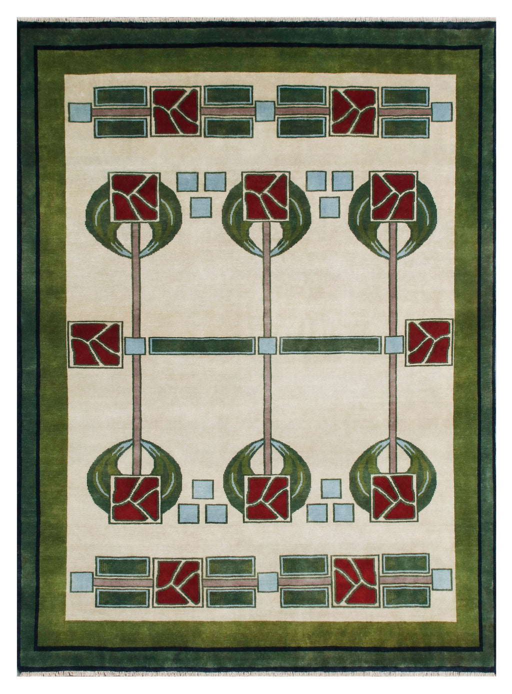 Craftsman Rose Hand Knotted Wool Rug
