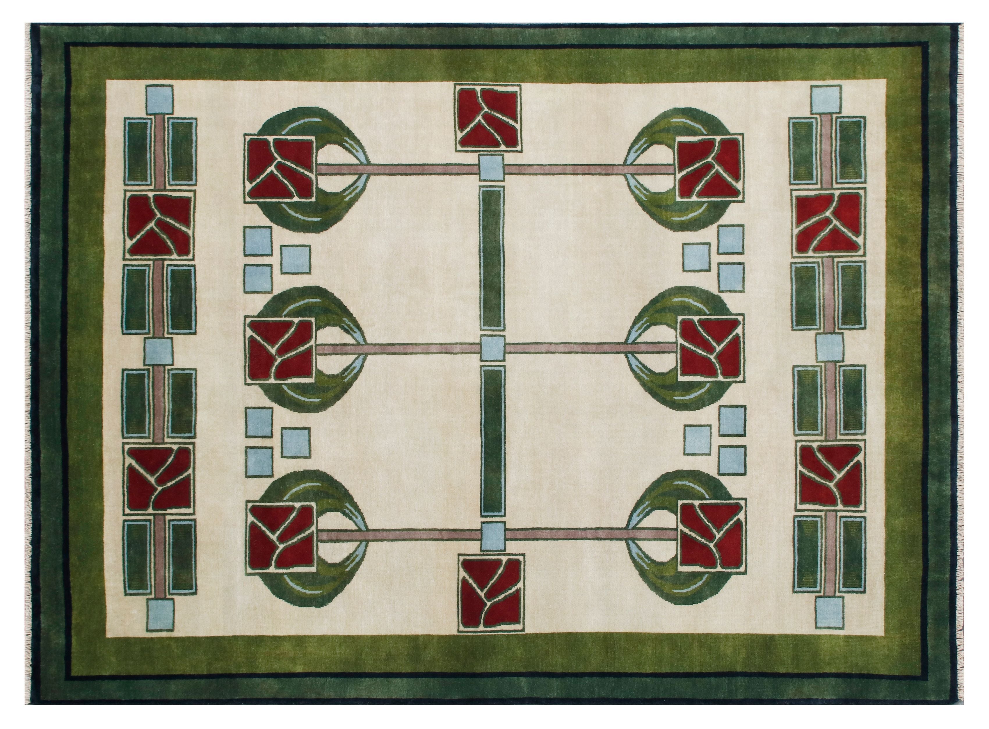 Craftsman Rose Hand Knotted Wool Rug