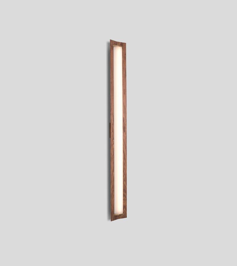 Penna Sconce in solid walnut with an illuminated integrated LED light panel.