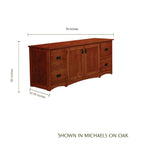 Prairie Mission solid oak file drawer credenza with dimensions 74"W x 30"H x 22.25"D