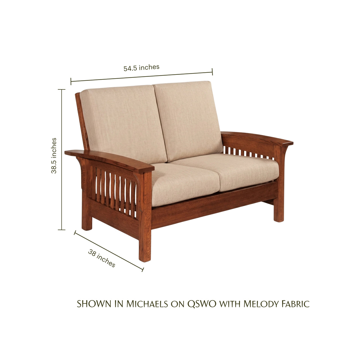 Prairie Mission Wood Arm Loveseat