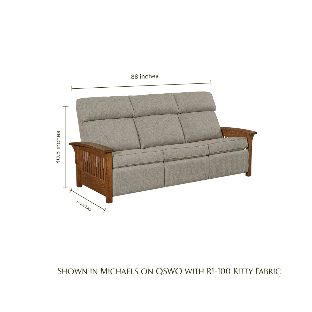 Prairie Mission Wood Arm Sofa Recliner