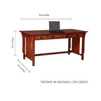 Prairie Mission writing desk in medium brown wood with dimensions shown