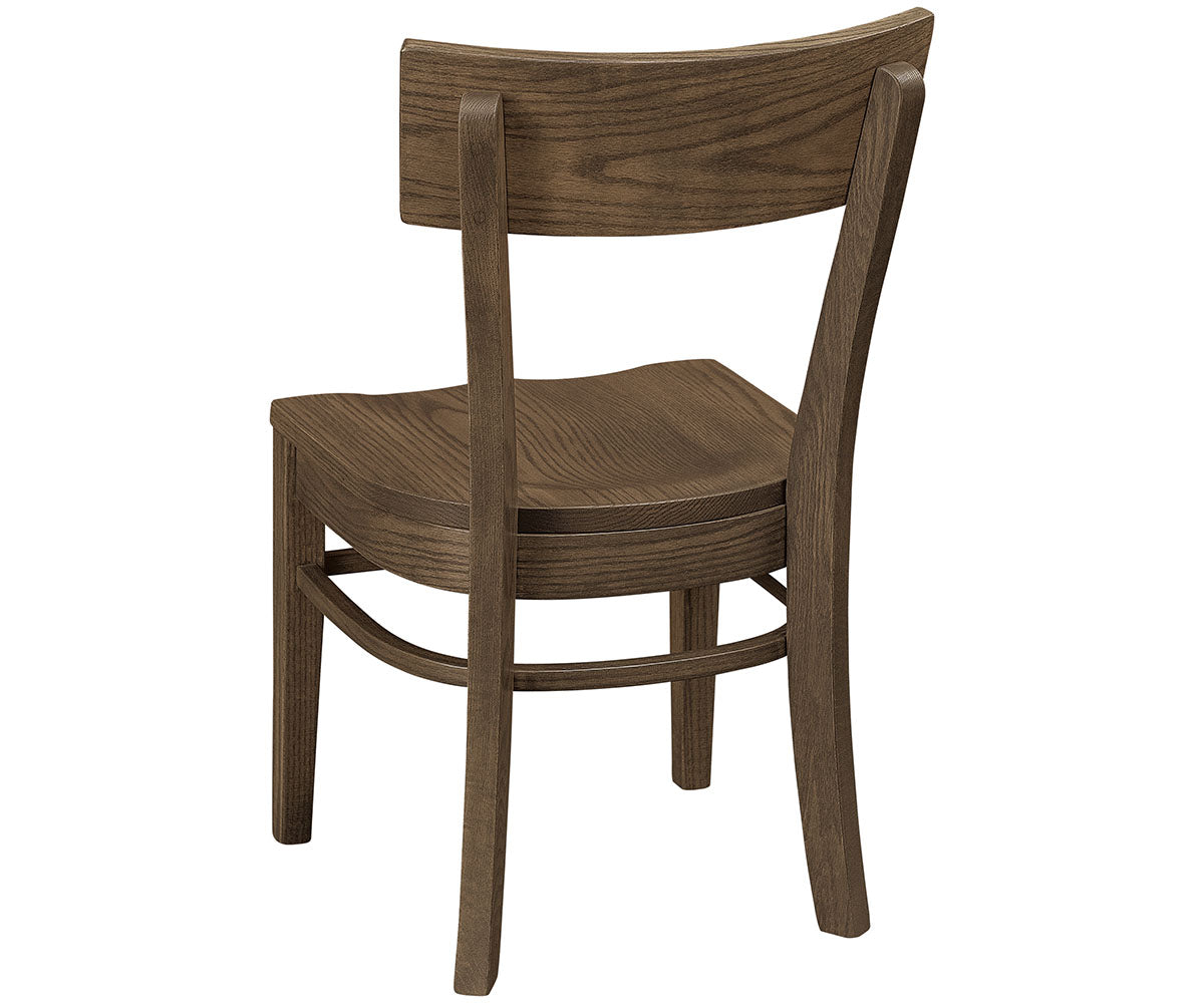 Emerwood Side Chair in dark brown solid hardwood with a curved backrest and visible wood grain.