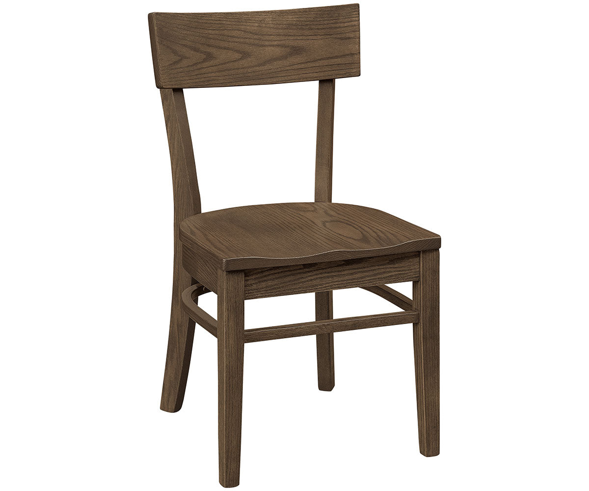 Emerwood Side Chair in dark brown solid hardwood with a contoured seat and clean lines.