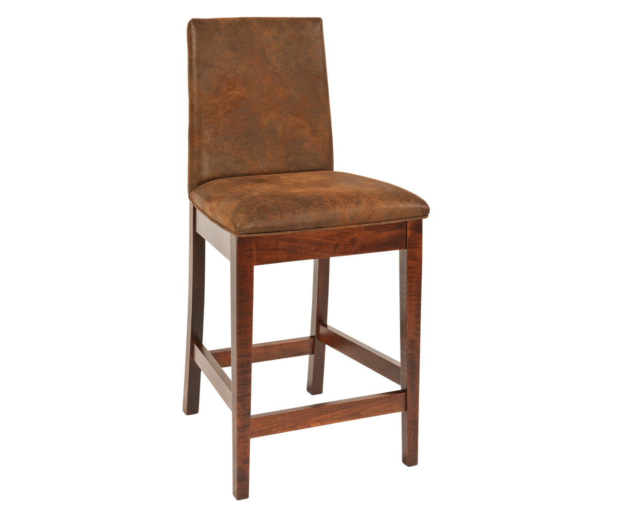 Bradbury Bar Chair with brown textured upholstery and a dark wood frame