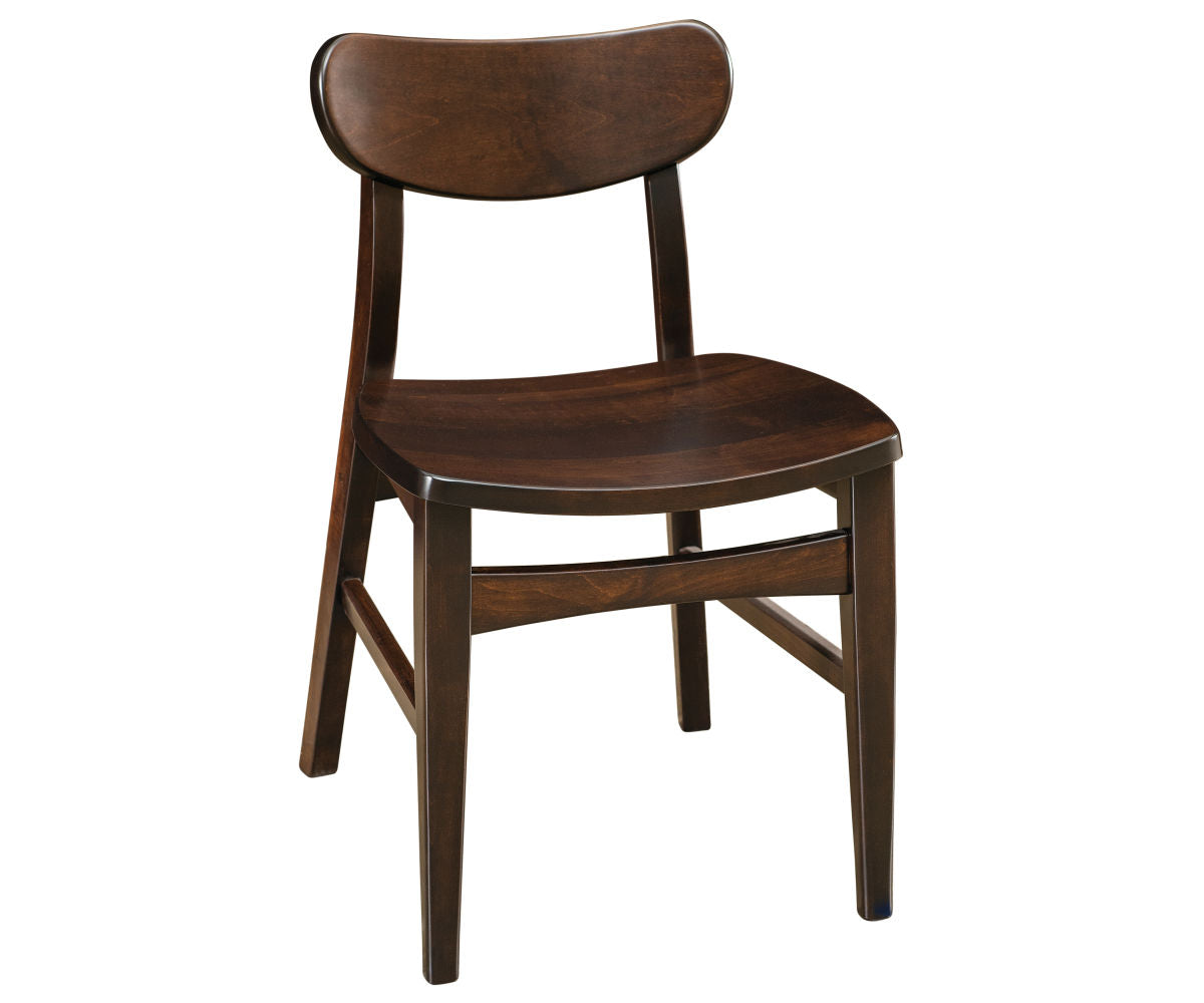 Wilton Side Chair in dark brown solid hardwood with a curved backrest and contoured seat.