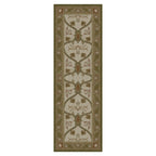Cottage Garden Stickley wool runner rug with botanical design in green and beige.